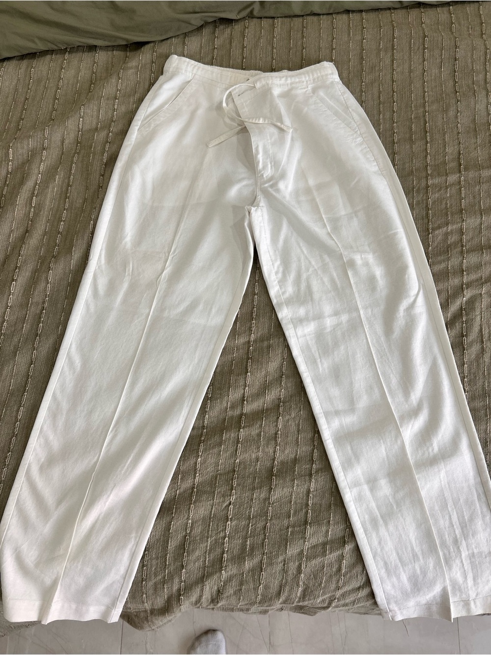 Havanera White Men’s Drawstring Linen Pants